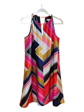 Trina Turk Marquesa Halter Dress Bold Print A-Line Resort Vacation Dress Small